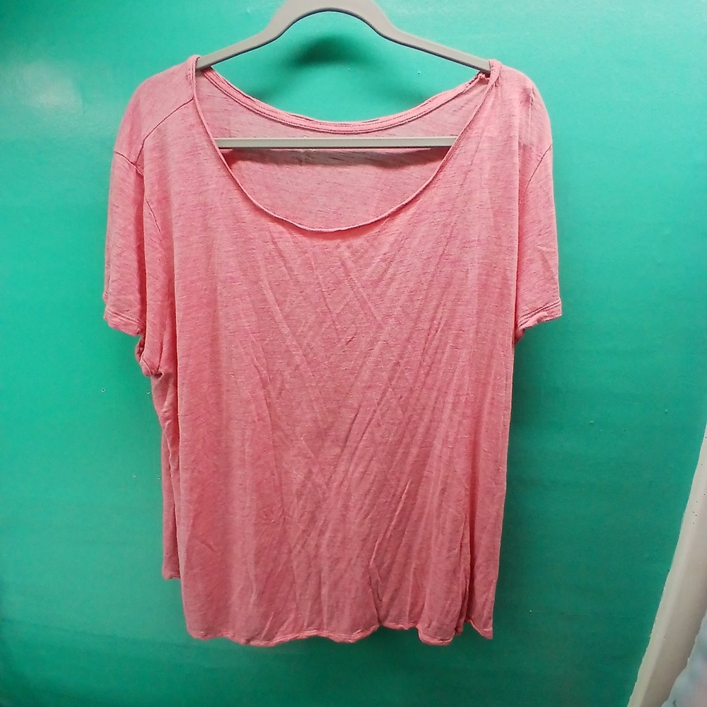 Gap Luxe Scoop Neck Tee XXL Pink Heathered Short Sleeve Relaxed Fit Slub Top
